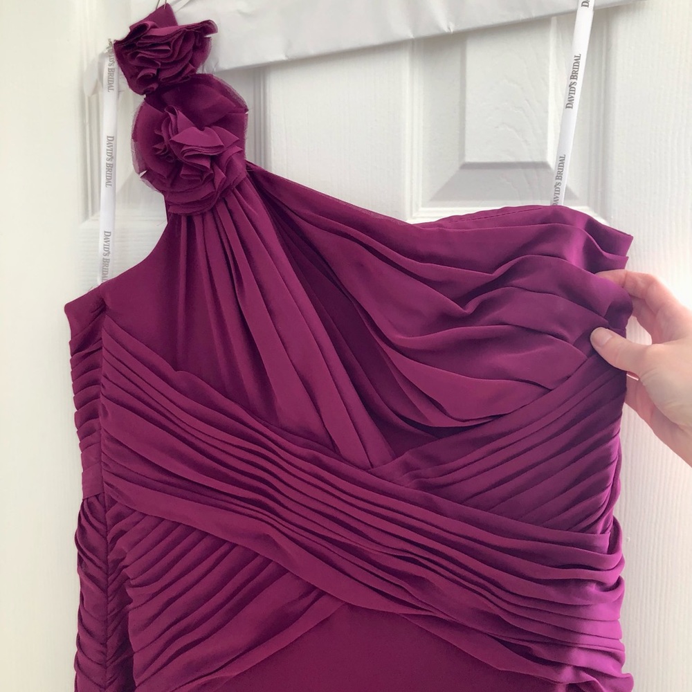 David’s Bridal Chiffon Bridesmaid’s Dress, size 14, Bright Wine Color